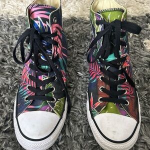 Converse All Star Tropical Palm Leaves Hi Top Shoes Size Women’s 12 Men's 10